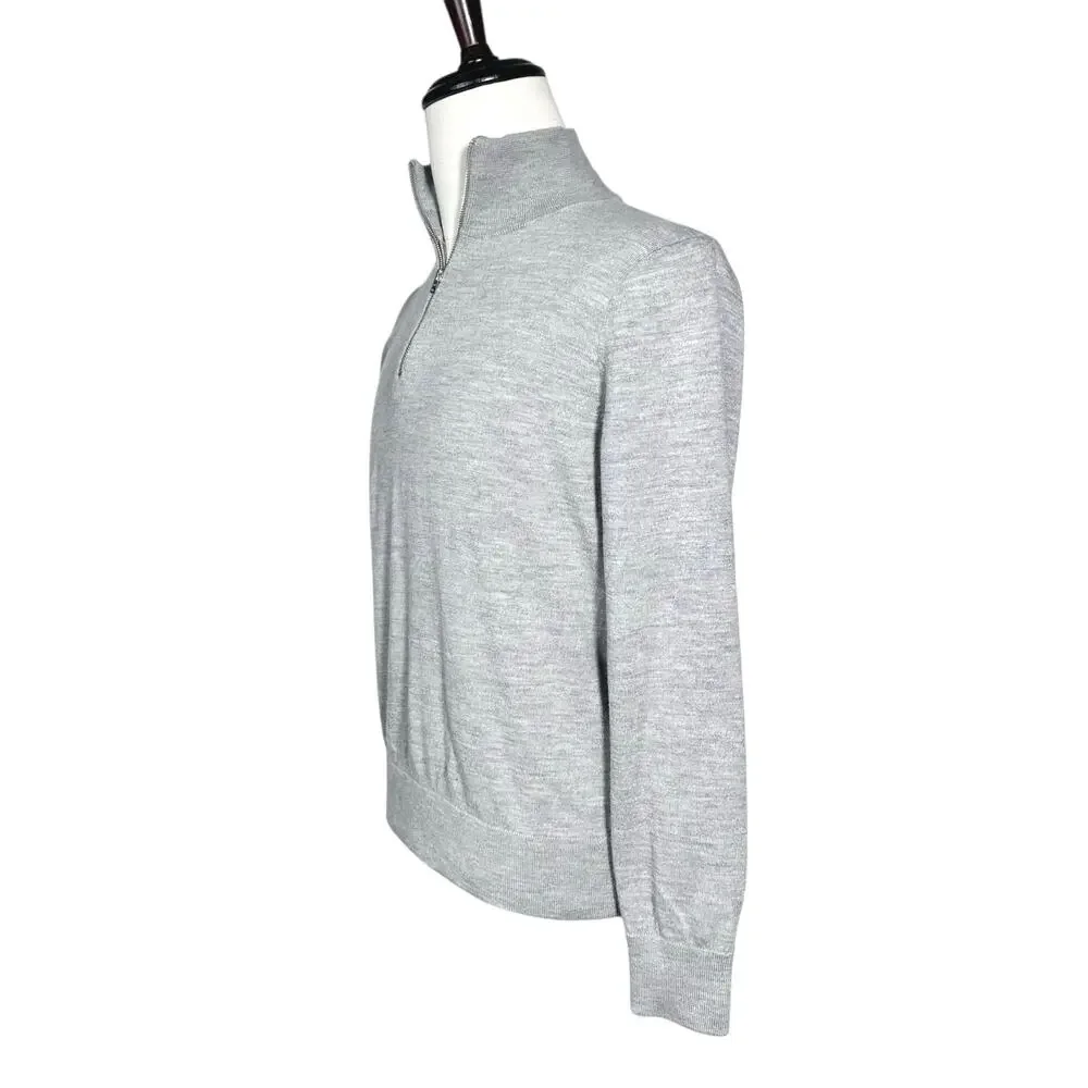J. Crew | Men | 100% Merino Wool Gray Quarter Zip Pullover Sweater | Large